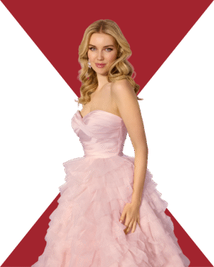 Vestido rosa pastel palabra de honor y falda de volantes de tul