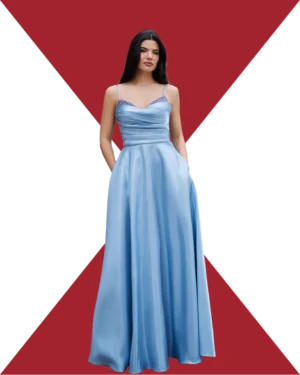 Vestido-largo-azul claro-drapeado