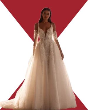 Vestido de novia de silueta A con cuerpo tipo corsé y bordado floral-ISE